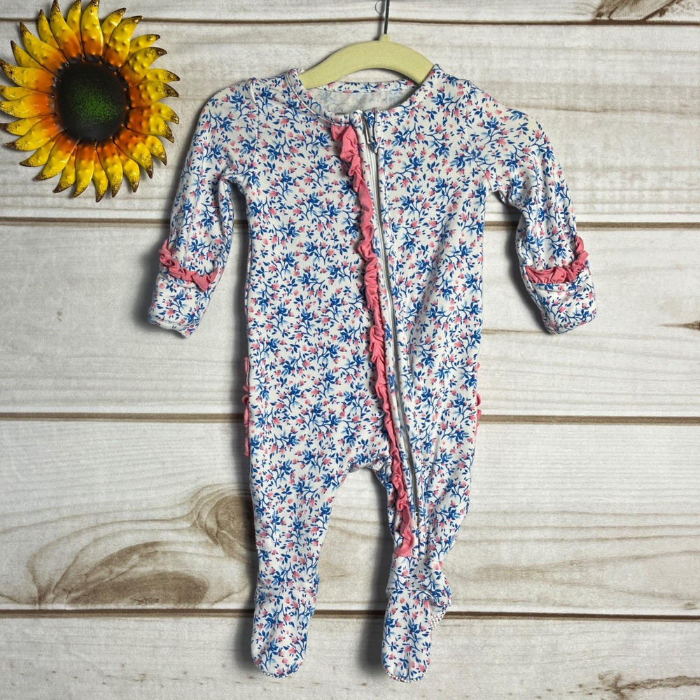 Ruffle Butts‎ Baby Girls Floral Footed Pajamas Sleepers Romper 0-3m